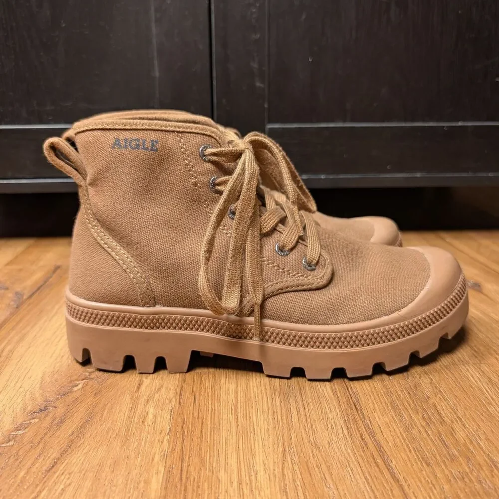 Aigle Tenere CVS Canvas Walking Boots Women's Size US 7 UK 5.5  EU 39 Tan Brown